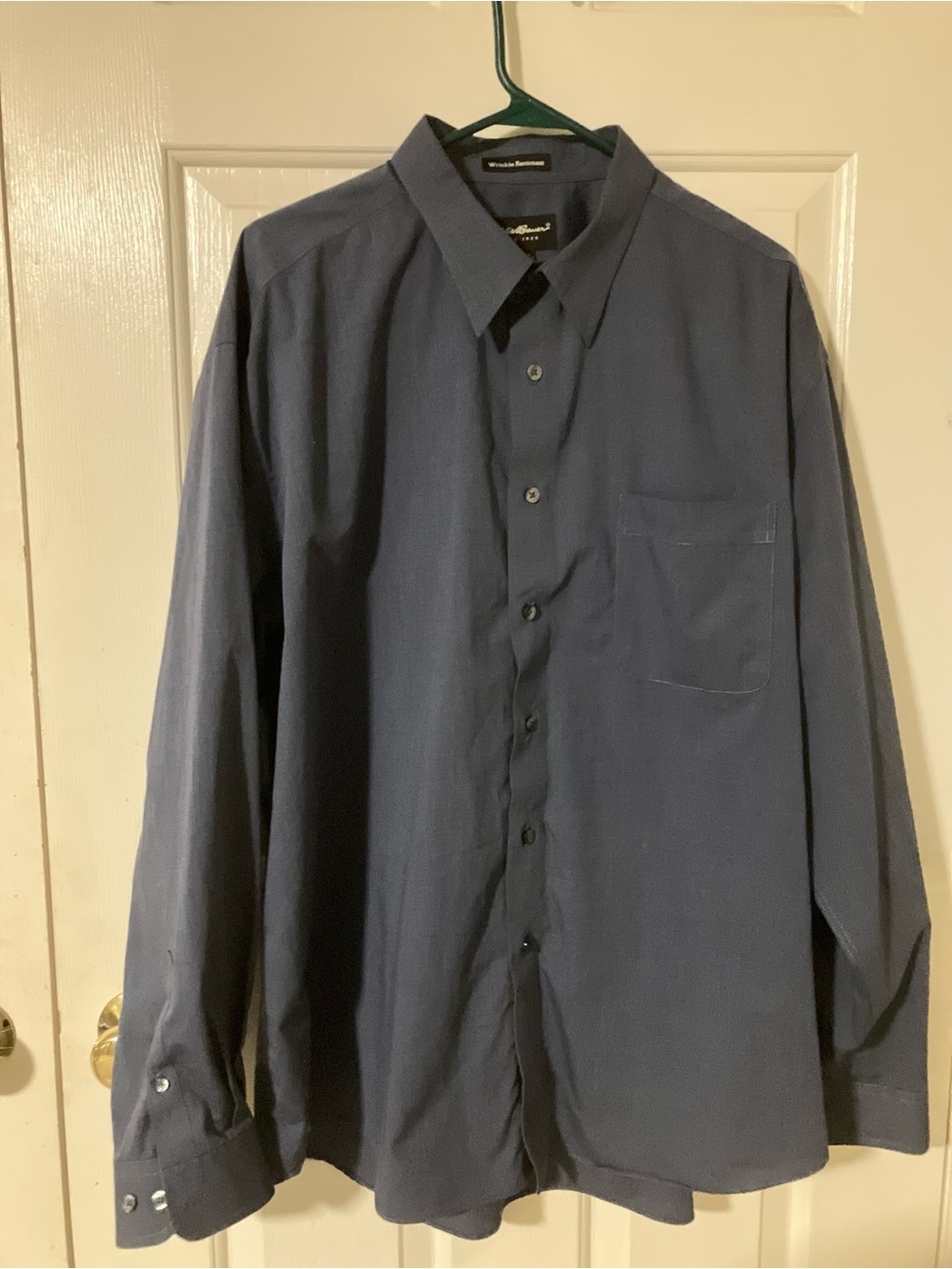 Eddie Bauer Men's Navy Long-Sleeve Button-Up Dress Shirt